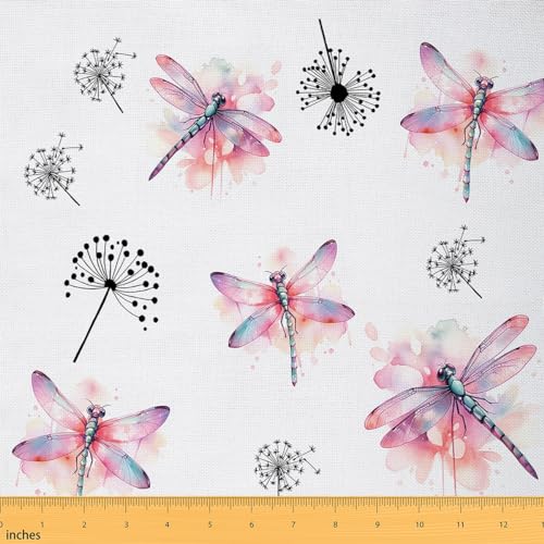 Homemissing Libelle Patchwork Stoffe Dandelion Stoff 92x150cm Rosa Stoff Meterware für Stühle Dekor Nutrue Thema DIY Reupholstery Polsterstoff von Homemissing