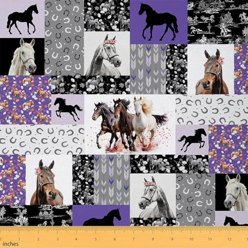 Homemissing Rustikal Pferd Patchwork Stoffe Kinder Pferd Floral Stoff 92x150cm Western Cowboy Stoff Meterware für Stühle Geometrisch Plaids Patchwork Lila Polsterstoff Homemissing Rustikal Pferd Patchwork Stoffe Kinder Pferd Floral Stoff 92x150cm Western Cowboy Stoff Meterware für Stühle Geometrisch Plaids Patchwork Lila Polsterstoff von Homemissing