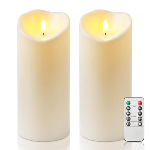 Homemory 10cm x 22,8cm Wasserdicht Flackernden Flammenlose Kerzen, Outdoor-Batterie Betriebene LED-Säule Kerzen mit Fernbedienung Timer, Elektrische Gefälschte Kunststoff-Kerzen, Elfenbein, 2er-Set Homemory 10cm x 22,8cm Wasserdicht Flackernden Flammenlose Kerzen, Outdoor-Batterie Betriebene LED-Säule Kerzen mit Fernbedienung Timer, Elektrische Gefälschte Kunststoff-Kerzen, Elfenbein, 2er-Set von Homemory