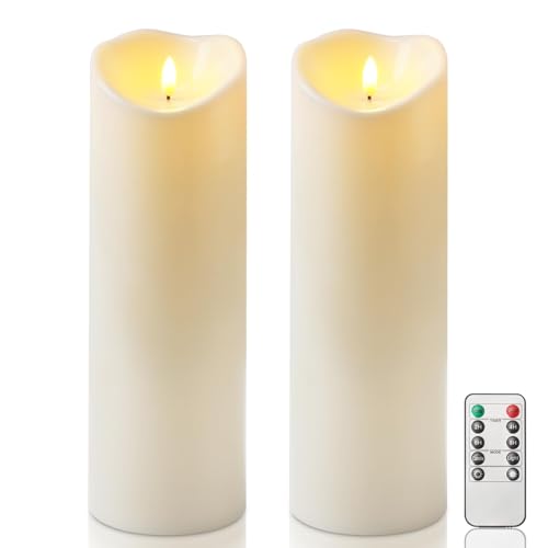 Homemory 10cm x 30,4cm Wasserdicht Flackernden Flammenlose Kerzen, Outdoor-Batterie Betriebene LED-Säule Kerzen mit Fernbedienung Timer, Elektrische Gefälschte Kunststoff-Kerzen, Elfenbein, 2er-Set Homemory 10cm x 30,4cm Wasserdicht Flackernden Flammenlose Kerzen, Outdoor-Batterie Betriebene LED-Säule Kerzen mit Fernbedienung Timer, Elektrische Gefälschte Kunststoff-Kerzen, Elfenbein, 2er-Set von Homemory