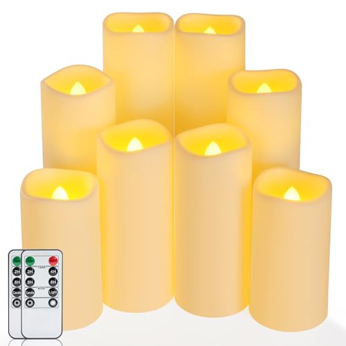 Homemory Flackernden Flammenlose Kerzen, Outdoor Wasserdicht Batterie Betriebene LED Kerzen mit Fernbedienung Timer, Elektrische Gefälschte Kunststoff-Kerzen, Elfenbein, 8er-Set Homemory Flackernden Flammenlose Kerzen, Outdoor Wasserdicht Batterie Betriebene LED Kerzen mit Fernbedienung Timer, Elektrische Gefälschte Kunststoff-Kerzen, Elfenbein, 8er-Set von Homemory
