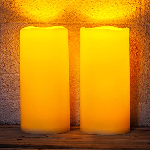 Homemory Große Solar-Kerzen Outdoor Wasserdicht, 25,4 cm X 10 cm, Dämmerung bis Morgengrauen, Solarbetriebene flammenlose Kerzen für draußen, Laternen, 2er-Set von Homemory
