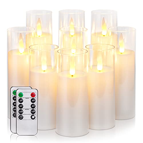 Homemory Weiß Acryl Flammenlose Kerzen, LED-Kerzen, Batteriebetriebene Kerzen mit Fernbedienung und Timer, Gefälschte Elektrische Kerzen, Hochzeit, Home Decor, 9er-Set von Homemory