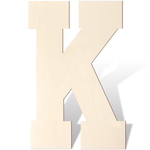 Große Holzbuchstaben, 43,2 cm, große Holzbuchstaben in K-Form, ausgeschnittenes Alphabet, unlackiert, Vintage-Sport, Varsity-Stil, bemalbare Holzbuchstaben für Wanddekoration, Kinderzimmer, Namen Große Holzbuchstaben, 43,2 cm, große Holzbuchstaben in K-Form, ausgeschnittenes Alphabet, unlackiert, Vintage-Sport, Varsity-Stil, bemalbare Holzbuchstaben für Wanddekoration, Kinderzimmer, Namen von Homenthus