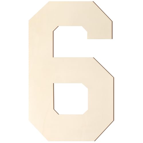 Holzbuchstaben und Zahlen, 20,3 cm, große Holzzahlen in 6-Form, Ausschnitt, Vintage-Sport-Stil, unlackiertes Holz, Alphabet-Zahlen für Wanddekoration, Kinderzimmer, Namensmalerei, Basteln, Party Holzbuchstaben und Zahlen, 20,3 cm, große Holzzahlen in 6-Form, Ausschnitt, Vintage-Sport-Stil, unlackiertes Holz, Alphabet-Zahlen für Wanddekoration, Kinderzimmer, Namensmalerei, Basteln, Party von Homenthus