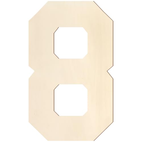 Holzbuchstaben und Zahlen, 20,3 cm, große Holzzahlen in 8-Form, Ausschnitt, Vintage-Sport-Stil, unlackiertes Holz, Alphabet-Zahlen für Wanddekoration, Kinderzimmer, Namensmalerei, Basteln, Party Holzbuchstaben und Zahlen, 20,3 cm, große Holzzahlen in 8-Form, Ausschnitt, Vintage-Sport-Stil, unlackiertes Holz, Alphabet-Zahlen für Wanddekoration, Kinderzimmer, Namensmalerei, Basteln, Party von Homenthus
