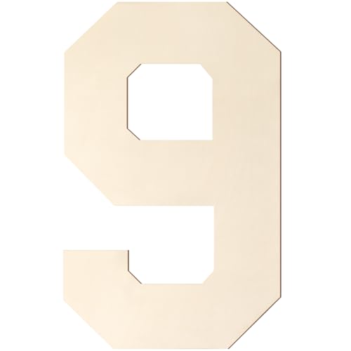 Holzbuchstaben und Zahlen, 20,3 cm, große Holzzahlen in 9-Form, Ausschnitt, Vintage-Sport-Stil, unlackiertes Holz, Alphabet-Zahlen für Wanddekoration, Kinderzimmer, Namensmalerei, Basteln, Party Holzbuchstaben und Zahlen, 20,3 cm, große Holzzahlen in 9-Form, Ausschnitt, Vintage-Sport-Stil, unlackiertes Holz, Alphabet-Zahlen für Wanddekoration, Kinderzimmer, Namensmalerei, Basteln, Party von Homenthus
