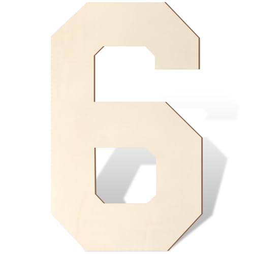 Holzbuchstaben und Zahlen, 43,2 cm, große Holzzahl, 6-Form, Ausschnitt, Vintage, Sport-Stil, unlackiertes Holz, Alphabet-Zahlen für Wanddekoration, Kinderzimmer, Name, Malerei, Basteln, Party, Zimmer Holzbuchstaben und Zahlen, 43,2 cm, große Holzzahl, 6-Form, Ausschnitt, Vintage, Sport-Stil, unlackiertes Holz, Alphabet-Zahlen für Wanddekoration, Kinderzimmer, Name, Malerei, Basteln, Party, Zimmer von Homenthus