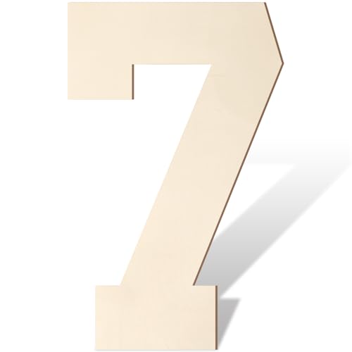 Holzbuchstaben und Zahlen, 43,2 cm, große Holzzahlen, 7 Formen, Ausschnitt, Vintage, Sport-Stil, unlackiertes Holz, Alphabet-Zahlen für Wanddekoration, Kinderzimmer, Namensmalerei, Basteln, Party Holzbuchstaben und Zahlen, 43,2 cm, große Holzzahlen, 7 Formen, Ausschnitt, Vintage, Sport-Stil, unlackiertes Holz, Alphabet-Zahlen für Wanddekoration, Kinderzimmer, Namensmalerei, Basteln, Party von Homenthus