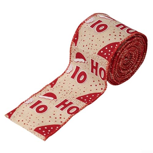 Weihnachtsdekorationsband bedruckt für Blumengirlanden, Kränze und Baumschmuck, hergestellt aus Drahtleinen für lebendige Farben und dauerhafte Form (Leinenfarbe) von Homeponnew