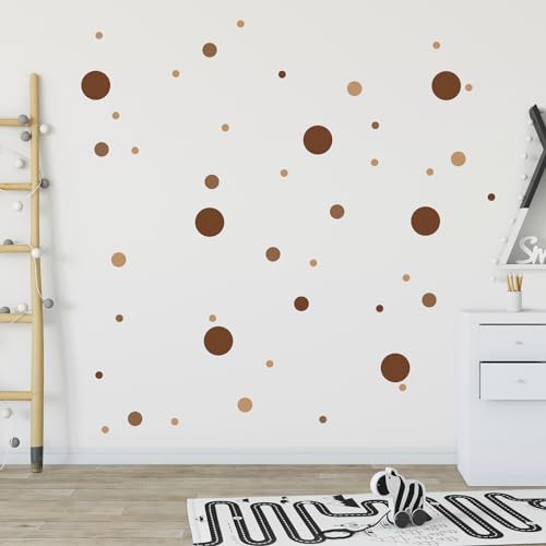 Homery Wandtattoo Kreise Set 120 Stück für Babyzimmer Deko, Wandsticker Kinderzimmer Punkte - Aufkleber zur Kinderzimmer Deko in Braun von Homery
