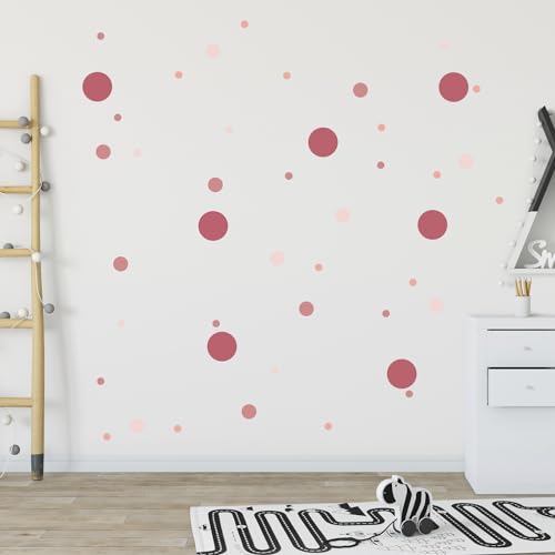 Homery Wandsticker Kreise Set 120 Stück für Babyzimmer Deko, Wandsticker Kinderzimmer Punkte - Aufkleber zur Kinderzimmer Deko in Rosa von Homery