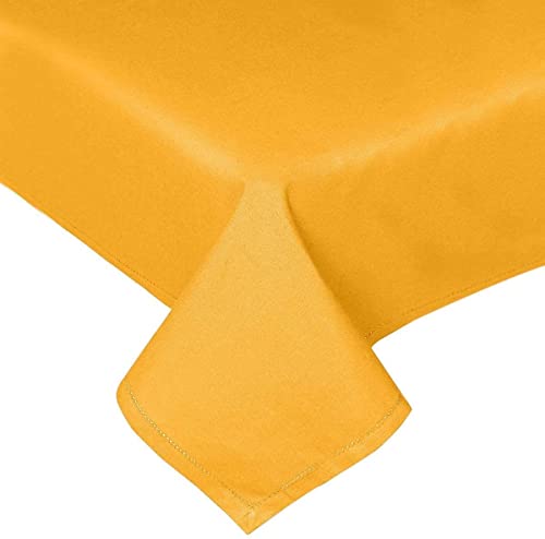 Homescapes gelbe Tischdecke, 178 x 300 cm aus 100% Baumwolle, eckiges Tischtuch für Küche und Esszimmer, waschbar und pflegeleicht, senfgelb von Homescapes