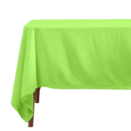 Homescapes Limettengrüne Tischdecke mit Hohlsaum aus 100% Baumwolle 178x300 cm, XXL Tischtuch grün rechteckig, waschbar & pflegeleicht von Homescapes
