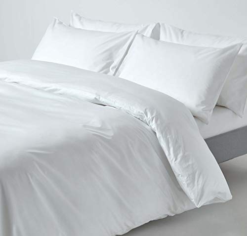 Homescapes 3-teiliges Perkal-Bettwäsche-Set weiß aus 100% ägyptischer Baumwolle, 1 Bettbezug 230x220 cm & 2 Kissenbezüge 48x74 cm von Homescapes