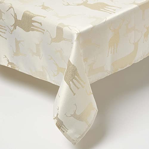 Homescapes Hirsch-Deko Weihnachtstischdecke Gold 130x230 cm, Festliche Tischdecke mit Hirsch-Print in Gold-Metallic Homescapes Hirsch-Deko Weihnachtstischdecke Gold 130x230 cm, Festliche Tischdecke mit Hirsch-Print in Gold-Metallic von Homescapes