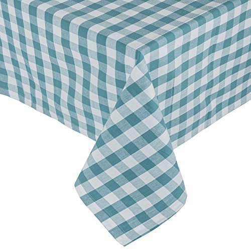 Homescapes Karierte Tischdecke, blau, Gingham-Tischdecke aus 100% Baumwolle mit Karo-Muster, eckiges Tischtuch für Esstisch oder Küchentisch, 137 x 178 cm von Homescapes