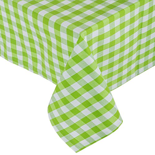 Homescapes Karierte Tischdecke, grün, Gingham-Tischdecke aus 100% Baumwolle mit Karo-Muster, eckiges Tischtuch für Esstisch oder Küchentisch, 137 x 228 cm von Homescapes