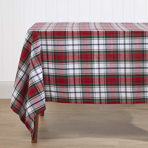 Homescapes Karierte Tischdecke mit Tartan-Muster, grün-weiß, 100% Baumwolle, eckiges Tischtuch für Esstisch oder Küchentisch mit Schottenmuster, 137 x 228 cm von Homescapes