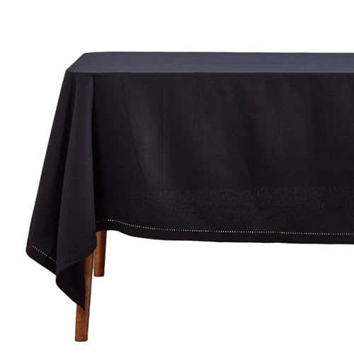 Homescapes Schwarze Tischdecke, 137 x 178 cm aus 100% Baumwolle, eckiges Tischtuch für Küche und Esszimmer, Baumwolltischdecke, waschbar und pflegeleicht von Homescapes