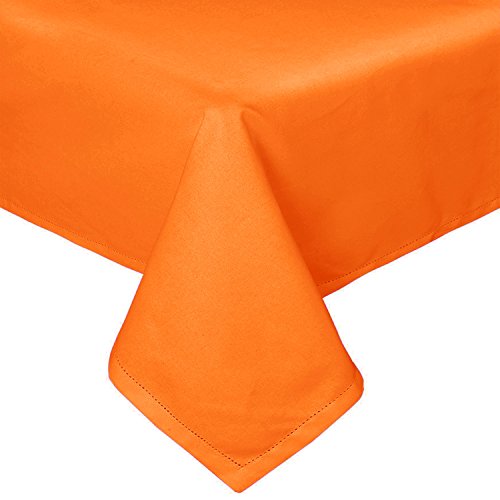 Homescapes Tischdecke, orange, 137 x 137 cm aus 100% Baumwolle, quadratisches Tischtuch für Küche und Esszimmer, Baumwolltischdecke, waschbar und pflegeleicht von Homescapes