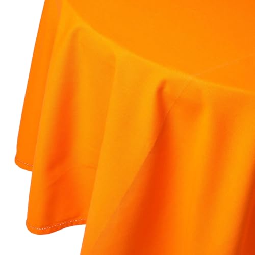 HOMESCAPES Orange Tischdecke rund mit Hohlsaum aus 100% Baumwolle 178 cm, rundes Tischtuch, waschbar & pflegeleicht von Homescapes