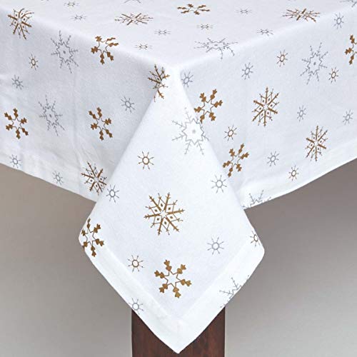 Homescapes Tischdecke Weihnachten weiß mit Schneeflocken Motiv 140 x 140 cm, 100% Reine Baumwolle … von Homescapes