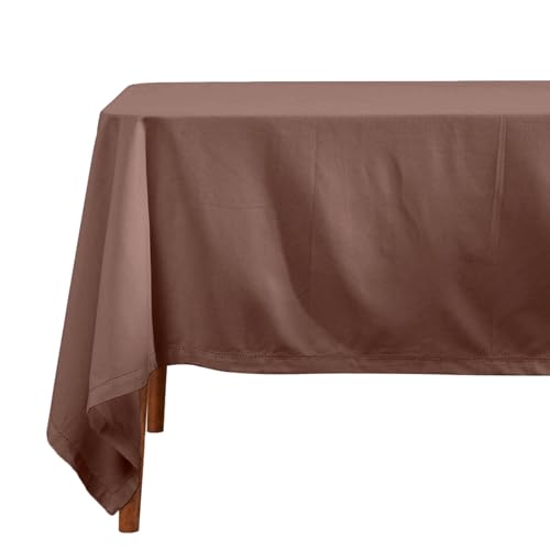 Homescapes braune Tischdecke, 137 x 137 cm aus 100% Baumwolle, quadratisches Tischtuch für Küche und Esszimmer, Baumwolltischdecke, waschbar und pflegeleicht von Homescapes