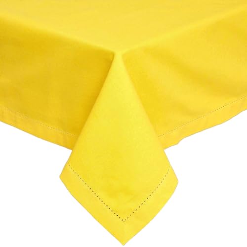 Homescapes gelbe Tischdecke, 137 x 178 cm aus 100% Baumwolle, eckiges Tischtuch für Küche und Esszimmer, Baumwolltischdecke, waschbar und pflegeleicht von Homescapes