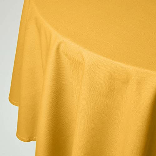 Homescapes gelbe Tischdecke aus 100% Baumwolle, 178 cm Durchmesser, rundes Tischtuch für Küche und Esszimmer, waschbar und pflegeleicht, senfgelb von Homescapes