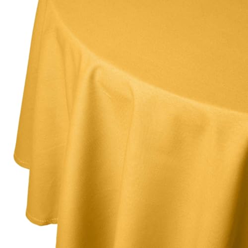 Homescapes Senfgelbe Tischdecke rund mit Hohlsaum aus 100% Baumwolle 178 cm, rundes Tischtuch, waschbar & pflegeleicht von Homescapes