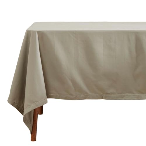 HOMESCAPES Graue Tischdecke mit Hohlsaum aus 100% Baumwolle 137x228 cm, Tischtuch rechteckig, waschbar & pflegeleicht von Homescapes