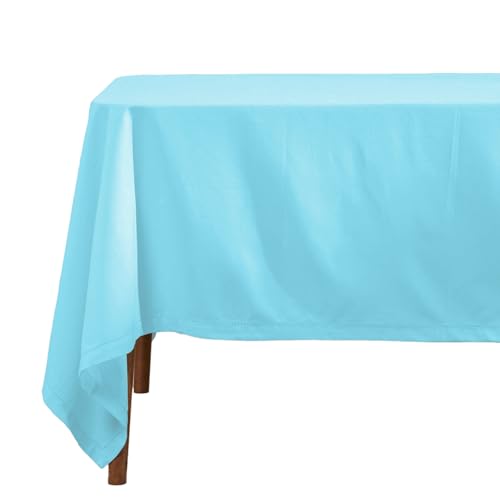 Homescapes Hellblaue Tischdecke mit Hohlsaum aus 100% Baumwolle 137x228 cm, Tischtuch rechteckig, waschbar & pflegeleicht von Homescapes