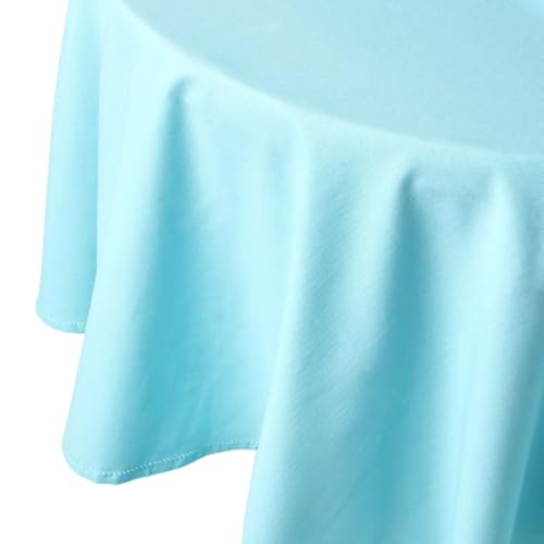 Homescapes Hellblaue Tischdecke rund mit Hohlsaum aus 100% Baumwolle 178 cm, rundes Tischtuch, waschbar & pflegeleicht von Homescapes