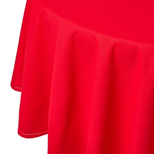 Homescapes Rote Tischdecke rund mit Hohlsaum aus 100% Baumwolle 178 cm, rundes Tischtuch, waschbar & pflegeleicht von Homescapes