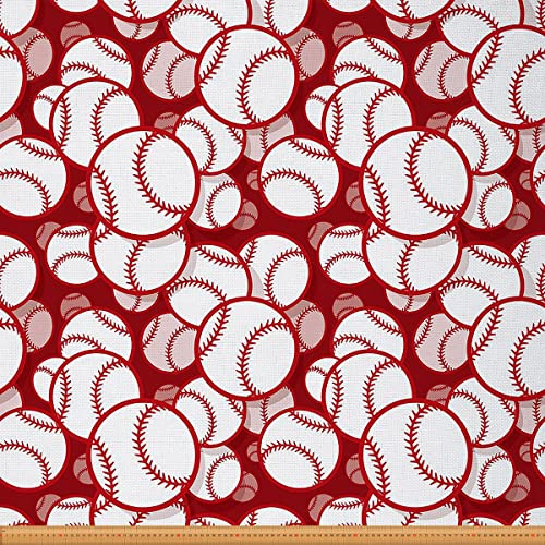 Baseball Stoff Meterware Sport Polsterstoff Wettbewerbsspiel Dekor Stoff Softball Stoff für Drinnen Draußen Geometrischer Karikatur Handgezeichnet DIY Kunst Wasserdichter Stoff Rot Weiß 276x150 (HxB) von Homewish