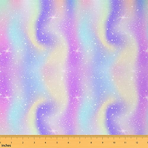 Batikstoff für Mädchen Meterware Regenbogen Farbverlauf Polsterstoff rosa lila pastellfarbener Outdoor Stoff Ombré Glitzer Sternen Dekorationsstoff DIY Polster und Wohnakzente 920 x 150 (HxB) von Homewish