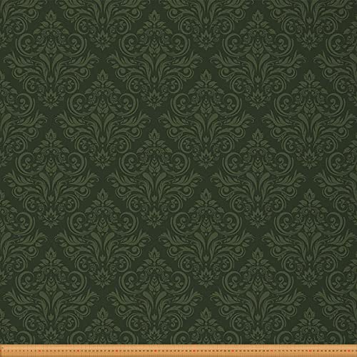 Boho Damast Möbelstoff Europäisches Muster Blumenstoff Meterware Barock Stil Antik Ornament Dekostoff für Zuhause DIY Projekte Draussen Stoff Grün 460 x 150 (HxB) von Homewish