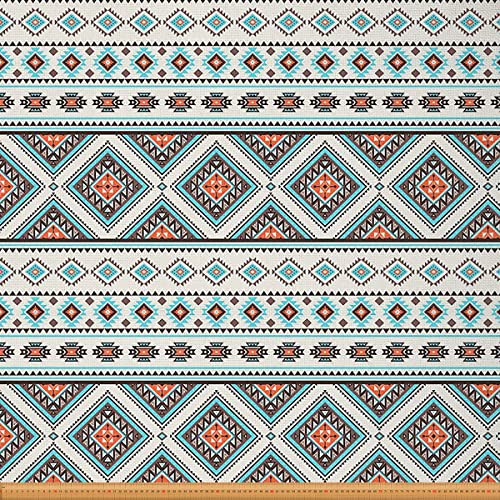 Boho Stoff Meterware Retro Azteken Polsterstoff Ethno Folk Dekorationsstoff Bohemian Stoff für Drinnen und Draußen DIY Kunst Wasserdichter Stoff Zum Quilten Nähen Blau Orange 184 x 150 (HxB) von Homewish