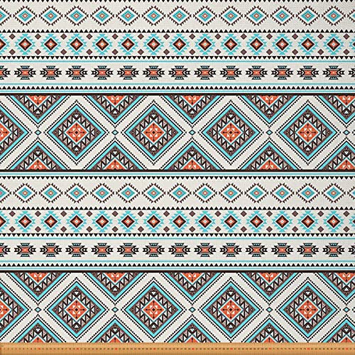 Boho Stoff Meterware Retro Azteken Polsterstoff Ethno Folk Dekorationsstoff Bohemian Stoff für Drinnen und Draußen DIY Kunst Wasserdichter Stoff Zum Quilten Nähen Blau Orange 184 x 150 (HxB) von Homewish