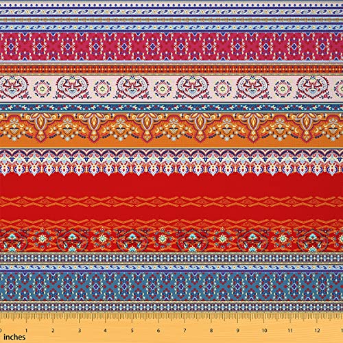 Boho Stoff Meterware Roter Boho Polsterstoff zum Quilten Nähen bunter Tribal Streifen Outdoor Stoff Mandala aztekisch exotisch wasserdicht DIY Polster und Wohnakzente 184 x 150 (HxB) von Homewish