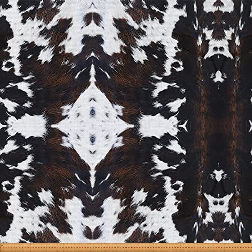 Brauner Rindsleder Stoff Meterware Western Schwarz Weiß Kuhdruck Polsterstoff für Stühle Bull Rind Tierfell Dekostoff Rustikaler Bauernhaus Cowboy Indoor Outdoor Stoff 184 x 150 (HxB) von Homewish