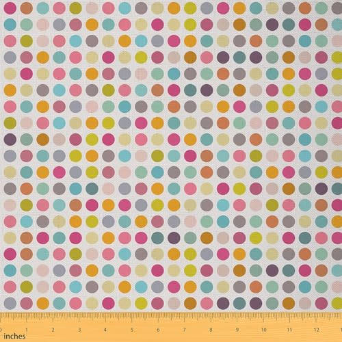 Bunte Polka Dots Stoff für Kinder,Kreise Bedruckt Polsterstoff,Aquarell Dots Dekorationsstoff,Moderne Abstrakte Kunst Innen Außenbereich Stoff,Rosa Blau,92x150 (HxB) von Homewish
