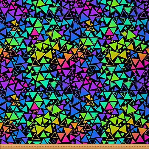 Bunter Geometrischer Stoff Meterware Ombre Regenbogen Neon MöBelstoff Stern Dekostoff Modernes Abstraktes Dreieck Wasserdichter Draussen Stoff DIY Art Polster und Wohnakzente 184 x 150 (HxB) von Homewish