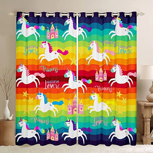 Einhorn Verdunkelungsvorhänge für Kinder Regenbogen Fenstervorhänge für Mädchen Kawaii Tier Vorhänge für Jungen Kinder Teenager Schlafzimmer Cartoon Pferde Vorhänge und Vorhänge 2 Bahnen 55"x69" Einhorn Verdunkelungsvorhänge für Kinder Regenbogen Fenstervorhänge für Mädchen Kawaii Tier Vorhänge für Jungen Kinder Teenager Schlafzimmer Cartoon Pferde Vorhänge und Vorhänge 2 Bahnen 55"x69" von Homewish
