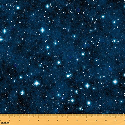 Galaxy Möbelstoff Meterware Weltraum Sternenhimmel Drinnen Draußen Stoff Meterware Universum Funkeln Sterne Dekorstoff für Polsterung und Heimwerker Nähprojekte 184 x 150 (HxB) Blau von Homewish