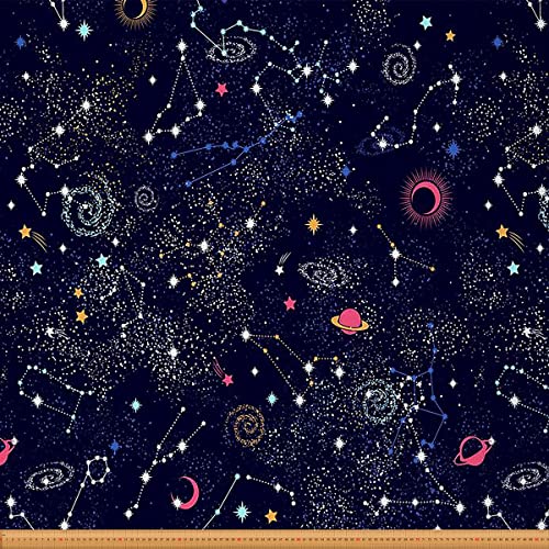 Galaxy Polsterstoff Meterware Weltraum Sternenhimmel Outdoor Stoff Universum Nebel Konstellation Sterne Dekostoff für Polster und Heimwerkerprojekte Blau Weiß 276 x 150 (HxB) von Homewish