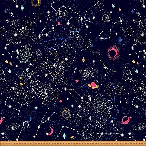 Galaxy Polsterstoff Meterware Weltraum Sternenhimmel Outdoor Stoff Universum Nebel Konstellation Sterne Dekostoff für Polster und Heimwerkerprojekte Blau Weiß 92 x 150 (HxB) von Homewish