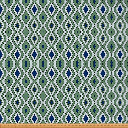 Geometrischer Stoff Meterware Polsterstoff für Moderne Abstrakte Kunst Diamantgitter Dekorstoff Gitterornament Tkunstan Drinnen Draußen Stoff Bastel Patchwork Steppung Grün Blau 92 x 150 (HxB) von Homewish
