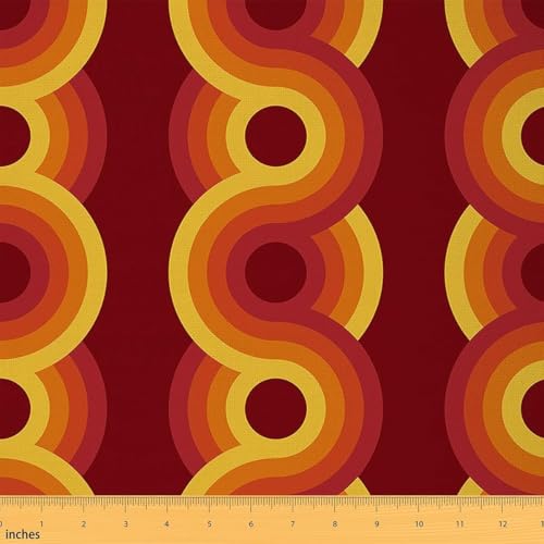 Geometrischer Stoff Meterware Runder Retro Polsterstoff Dekorativer Ombré Jahrgang Wellen Drinnen Draußen Stoff DIY Kunst Wasserdichter Polster und Wohnakzente Rot 184 x 150 (HxB) von Homewish